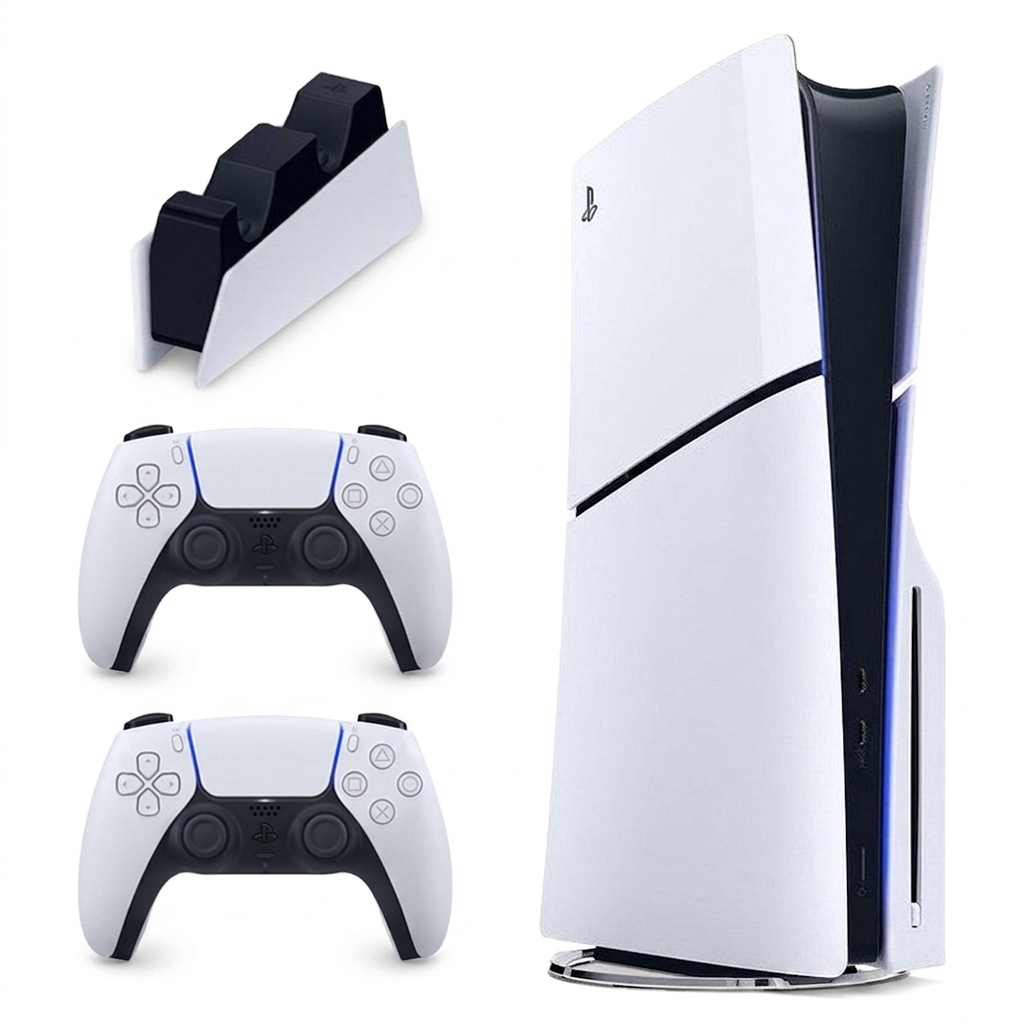 کنسول بازی سونی مدل PlayStation 5 Slim ظرفیت یک ترابایت ریجن 2016A اروپا به همراه دسته اضافی و پایه شارژر